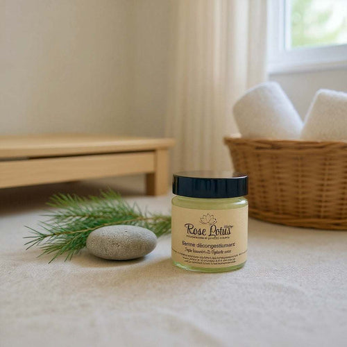 Baume décongestionnant naturel au sapin baumier et épinette noire pour respiration facilitée.
