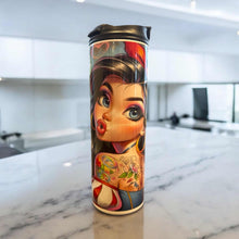 Charger l&#39;image dans la galerie, Verre isotherme 20 oz avec double couvercle, paille rétractable, et décor artistique vibrant, gardant les boissons chaudes ou froides.
