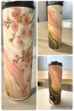 Charger l&#39;image dans la galerie, Verre isotherme double couvercle avec motifs floraux et marbrés, 20 oz, garde boissons chaudes et froides.
