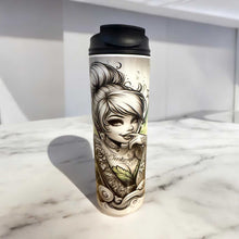 Charger l&#39;image dans la galerie, Verre isotherme 20 oz avec couvercle à café et paille rétractable, design artistique.
